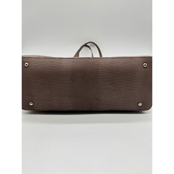 GUESS Lyndi Girlfriend croc embossed large satchel - Brown/Black - Picture 13 of 16